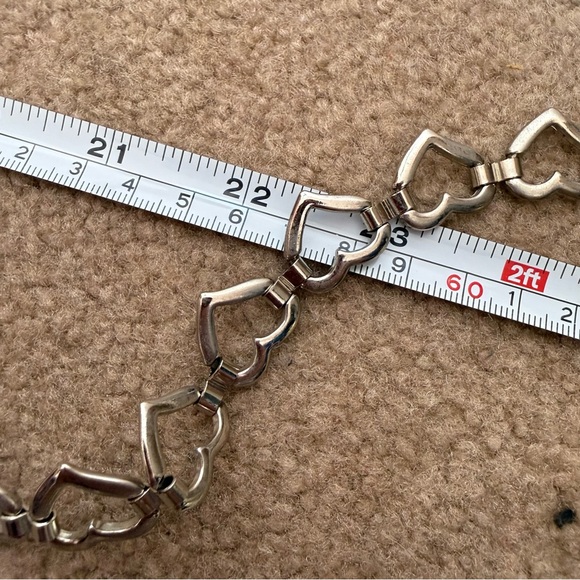 Vintage retro art deco coquette girl silver heart skinny Chain Belt 1980’s main image 15